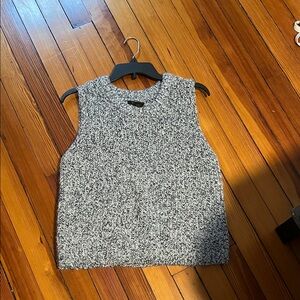 Women’s Marled Knit Sleeveless Sweater Tank - blue and white